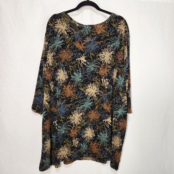 MAGGIE BARNERS Art To Wear Black Metallic Floral Tunic Blouse Size 4X New NO Tag - Picture 2 of 16